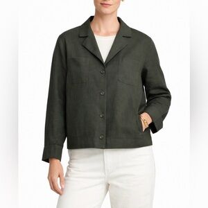 Women's River Island Linen Blend Lined Jacket Forest Green XL